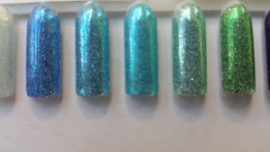 Blue, green glitter